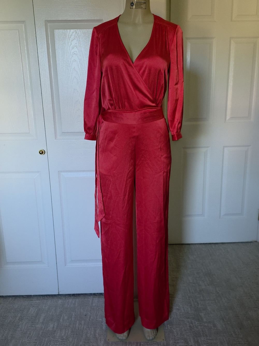 Trina Turk Hot Pink Satin Wrap Jumpsuit